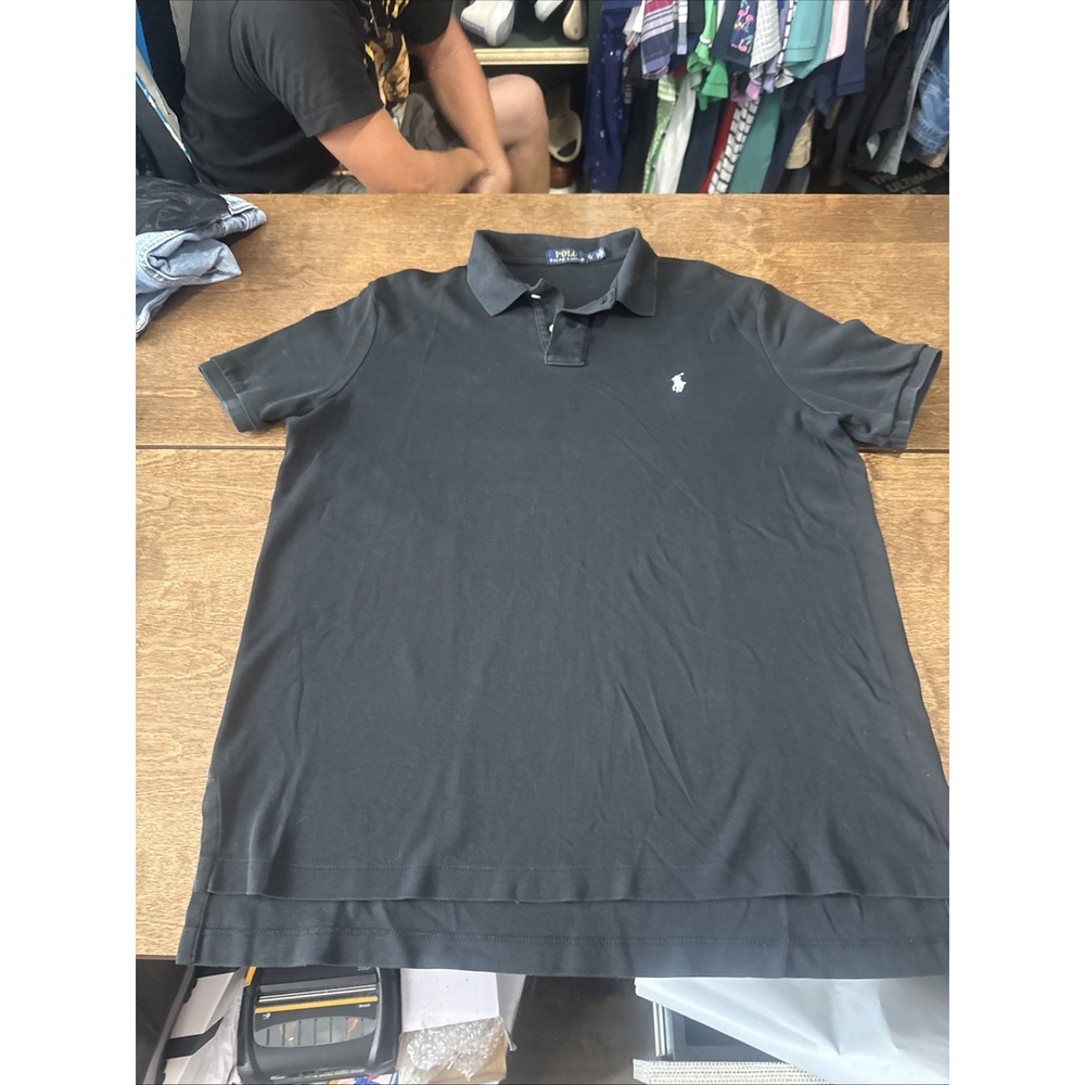 Polo Ralph Lauren Polo Shirt Mens XL Black White Horse Short Sleeve